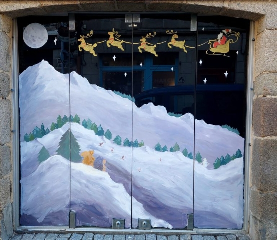 vitrine noël - traineaux - père noël Pontrieux Trégor Goëlo