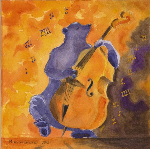 Illustration enfant ours contrebasse